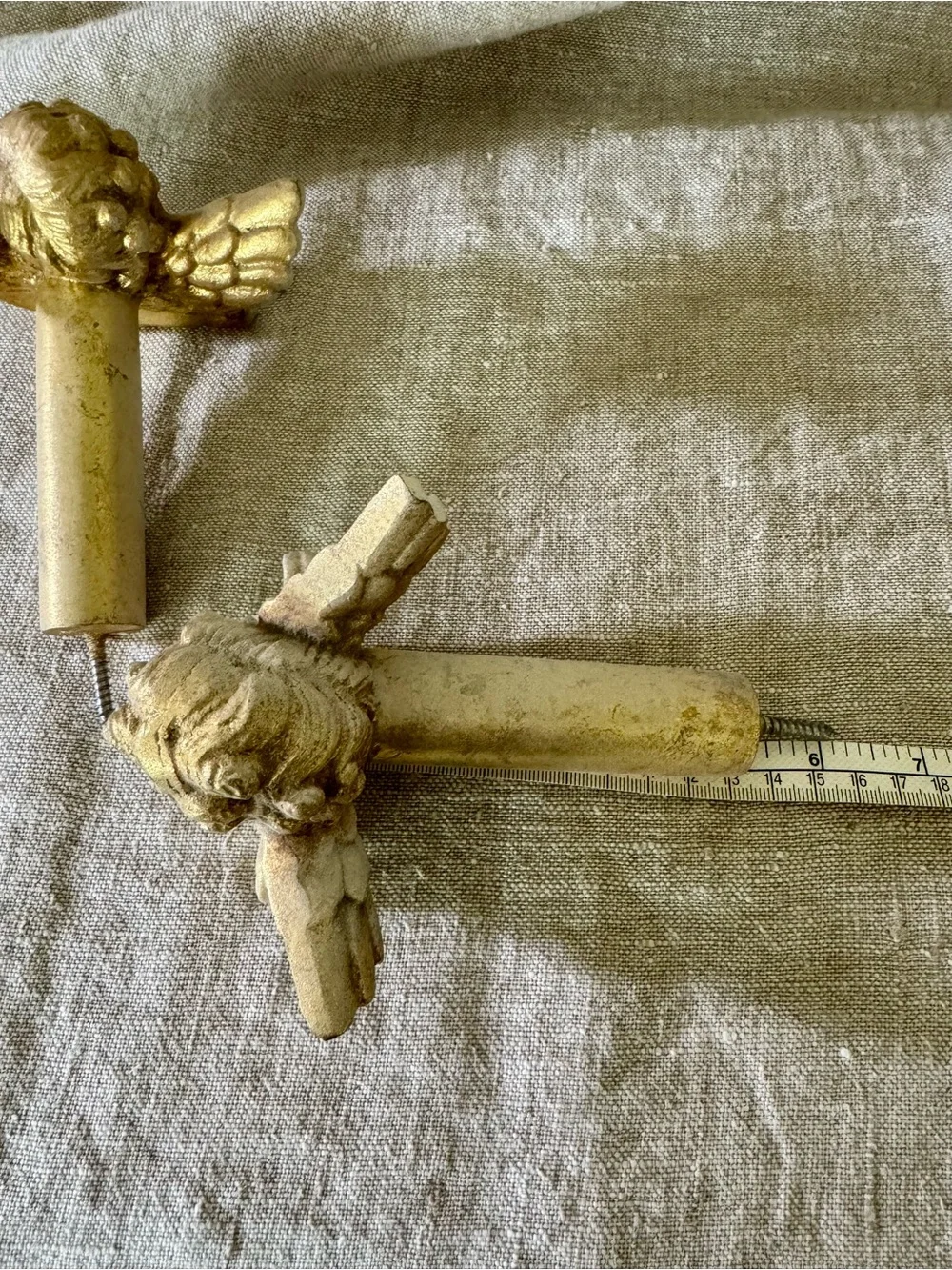 pair vintage cherub angel putti curtain hold backs tie backs